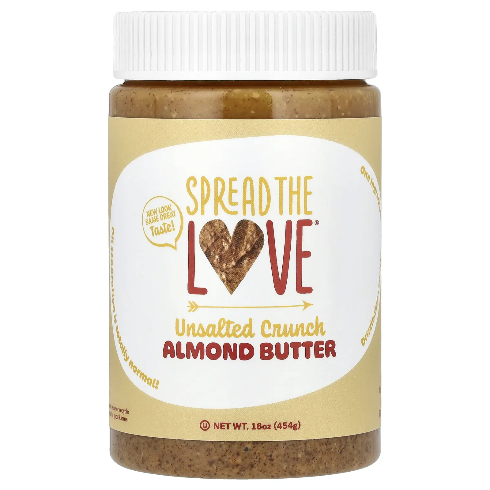 Spread The Love Almond Butter, Unsalted Crunch, 16 oz (454 g)