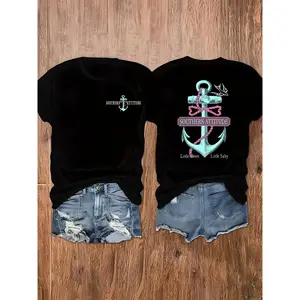 Womens  Classic Nautical Stripe Tee - Soft, Breathable & Comfortable Round Neck Top with Timeless Style. Machine Wash Easy Care. Your Go-To All-Season Essential for Resort Vibes, Beach Days, Casual Fridays, and Effortless Everyday Outfits.