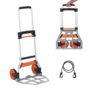 【fathersdaygift】VEVOR Folding Hand Truck, 275 lbs Load Capacity, Aluminum Portable Cart, Convertible Hand Truck and Dolly with Telescoping Handle and PP+TPR Wheels, Ultra Lightweight Super Strong for Moving Warehouse, Folding Trolley, Collapsible Folding