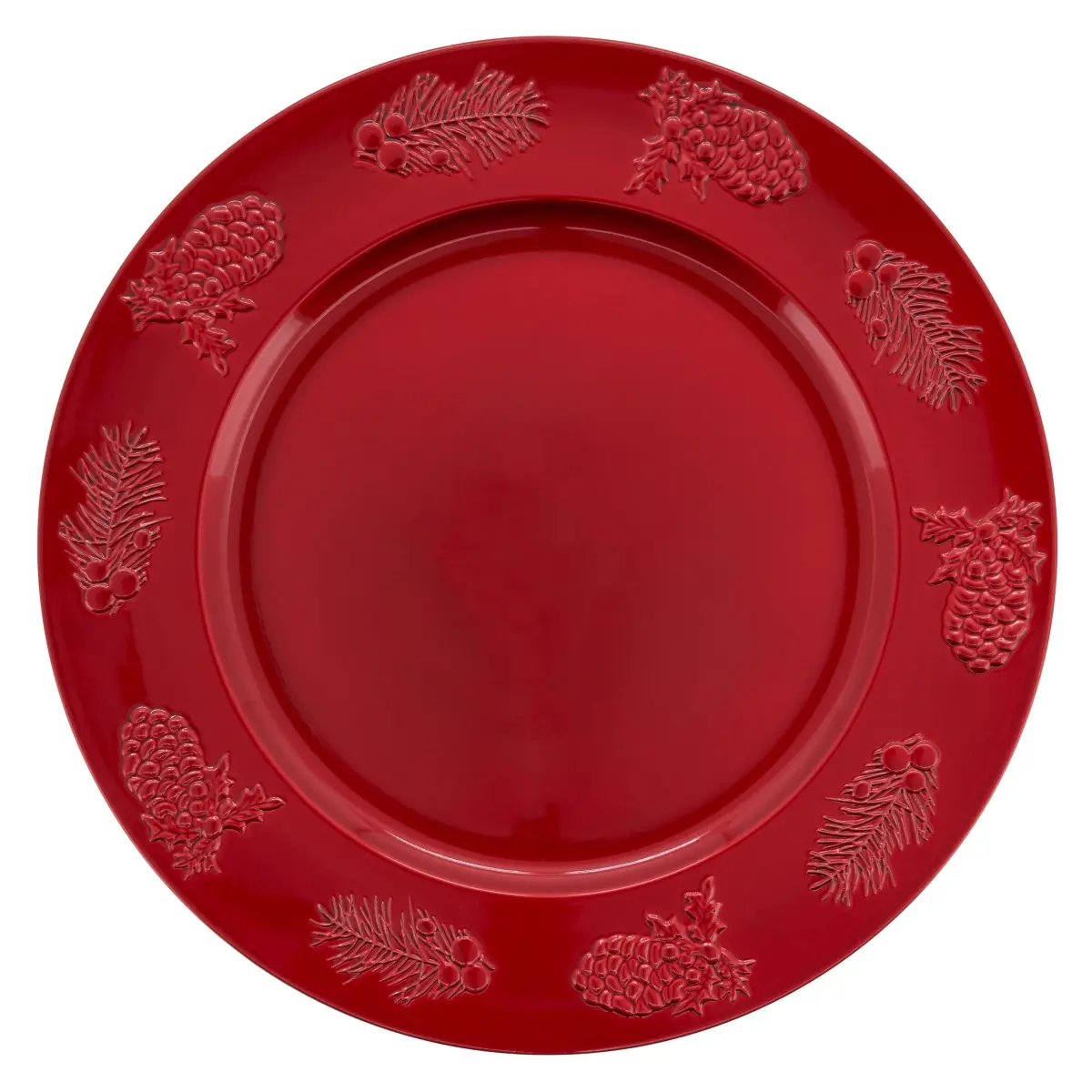 Saro CH139-R13R Holly Berry Design Collectible Charger Plates - Stylish, Casual, Whimsical 4-Piece Decorative Set of 4 Collectible Plates, Plateset