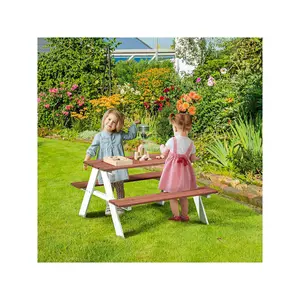 High Quality  Outsunny Picnic Wooden Table Bench Set Kids Patio Furniture Outdoor Toys For Garden Backyard Aged 3 8 Years Old Brown Room Organizer Storage