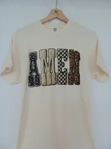 Faux Yarn Amen Religious - Short Sleeve Tee in Ivory