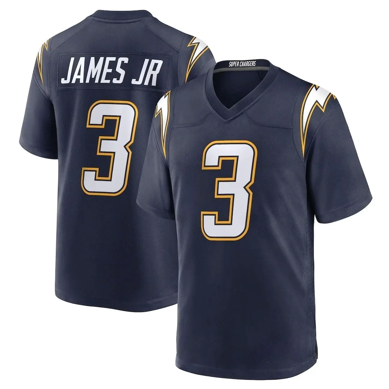 Unisex Football inspired by James Jr. 3 Los Angeles Alternate Super Chargers Game Jersey - Navy