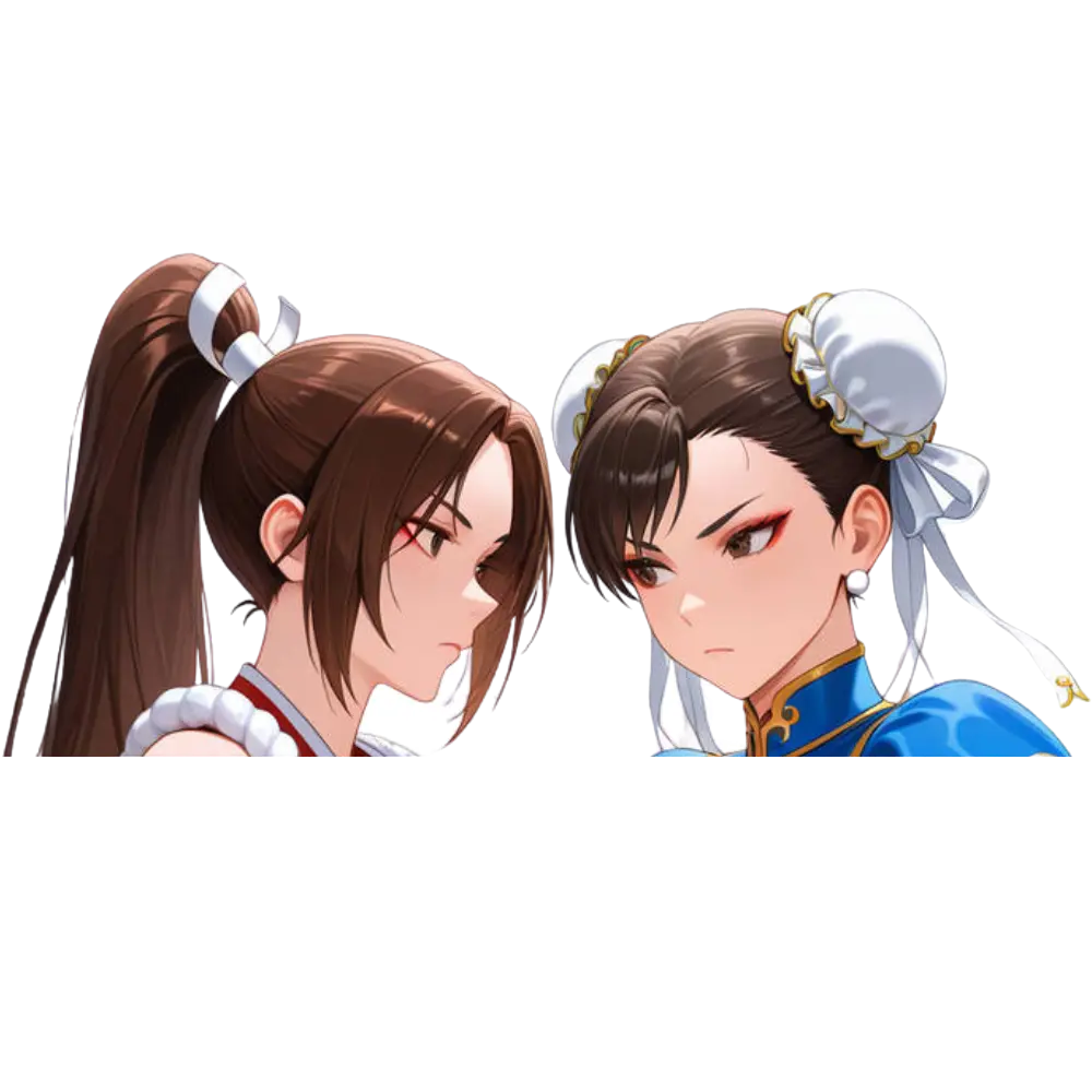 hun-Li vs Mai Inspired Anime Fighter Girls Vinyl Sticker, Dynamic Battle Pose Character Decal, Glossy Waterproof Aesthetic Laptop Water Bottle Car Decor