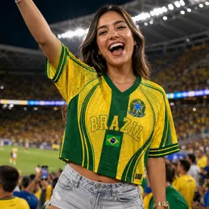Custom Brazillian Soccer Crop Top Jersey Custom Name Number Women Mesh Football Fan Shirt R70