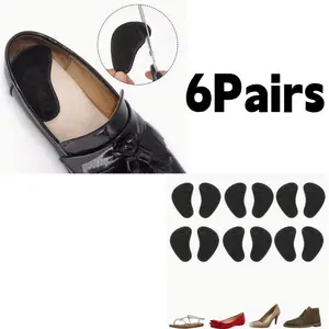 6 Pairs Comfortable Insoles In Black, Heel Comfort Pads, Soft Heel Inserts