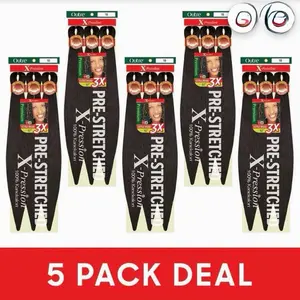 Outre X-Pression Synthetic Pre Straighted Ultra BRAID-EXPRESSION 5 Pack Deal for Sleek Straight Look & Versatile Styling