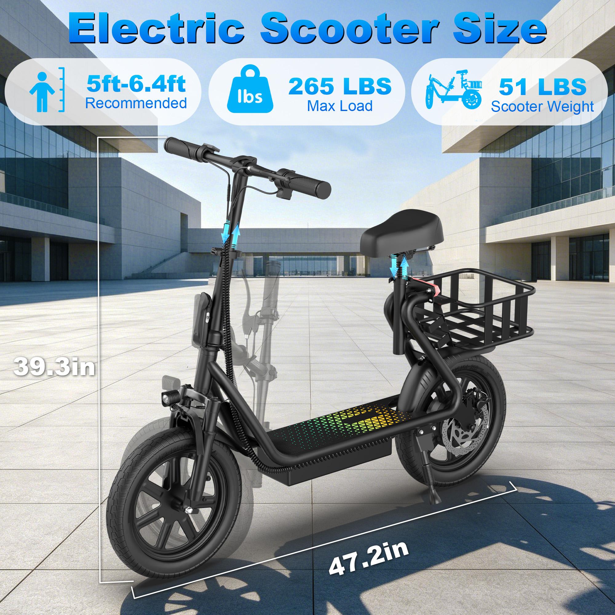 Electric Scooter with Smart App Control, 48V 22.5Ah Battery, 22MPH Top Speed, 21-27 Miles Range, Rear Storage Basket