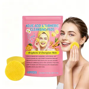 Turmeric Kojic Acid Facial Cleansing Pads - 1 Pack (40 Sheets), Sensitive Skin Gentle Mild Formula, Deep Cleans, Fades Blemishes & Acne, Brightens Tone, Smoothing, Leaves Face Soft Naturally Glowing (Summer Use)