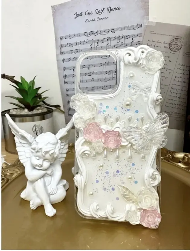 iPhone 12promax Baroque Phone Case, Handmade,butterfly phone case