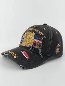 USA 250th Anniversary Hat, Adjustable 250th Anniversary Embroidered Patriotic Baseball Caps, Embroidered Headwear, Tribute Retro Washed Hat