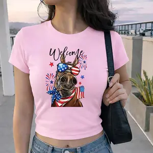 Welcome America Horse Baby Tee, Patriotic Cowboy Tee, USA Flag Sunglasses Graphic, 4th of July Gift Idea.