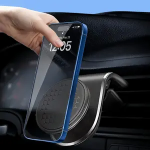 Magnetic Car Phone Holder 2-Pack Universal Air Vent Mount 360° Rotation for Smartphones Adjustable Dashboard Stand with 2 Magnetic Discs Adhesive Pad Easy Installation Multi-Scene Use for Home Office