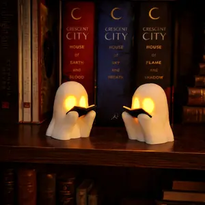 Reading Ghost Tea Light Holder with Book – Fall Table Accent
