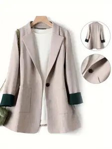 A set of women's casual khaki suit jacket, Blazer Jackets, suitable for autumn and winter, suitable for home, indoor, and outdoor wear