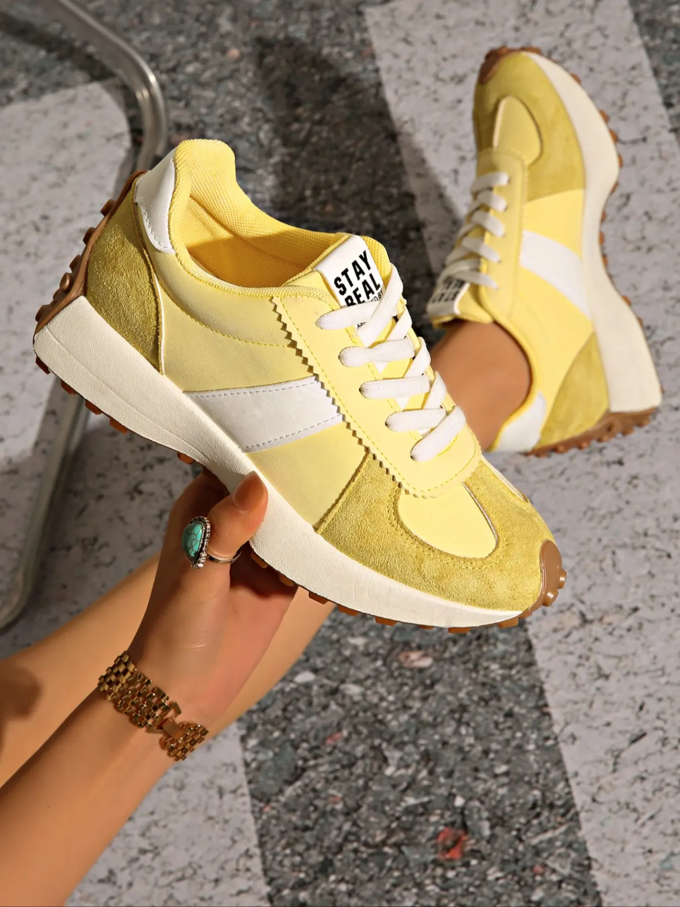 Fashion Vintage Women's Thick Sole Almond Shoes, Spring & Fall New Colorblock Sneaker Casual Walking Shoes, Comfortable Non-Slip Design, Low Top Sneakers, Wearable Sneakers, Thick Soled Sneakers, Lowtop Casual Sneaker