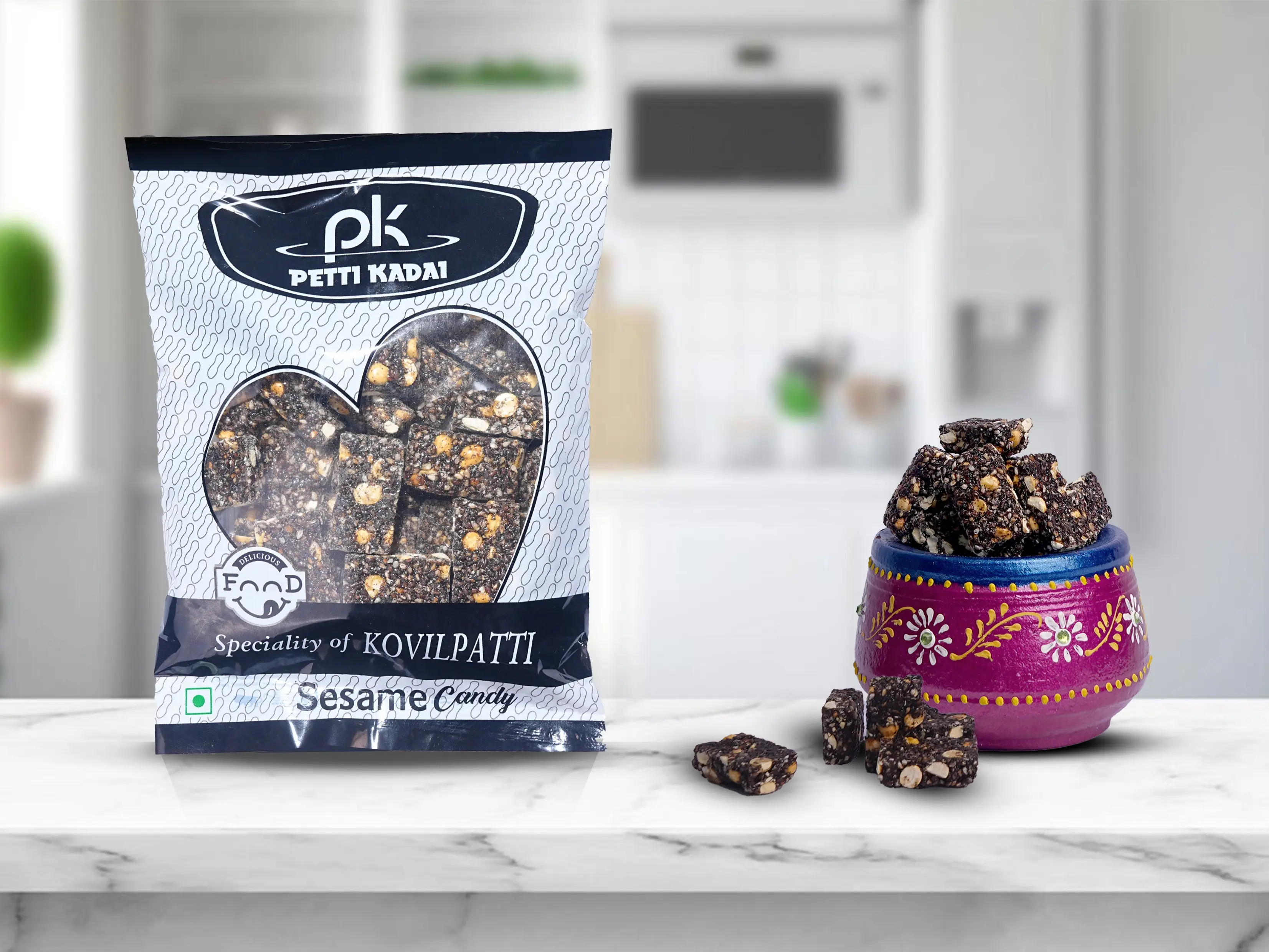 Pettikadai Ellu Mittai -Sesame Candy - Small Individually Crunchy Sesame Candy Bars with organic Jaggery - Sweet Snacks -No Gluten or Dairy