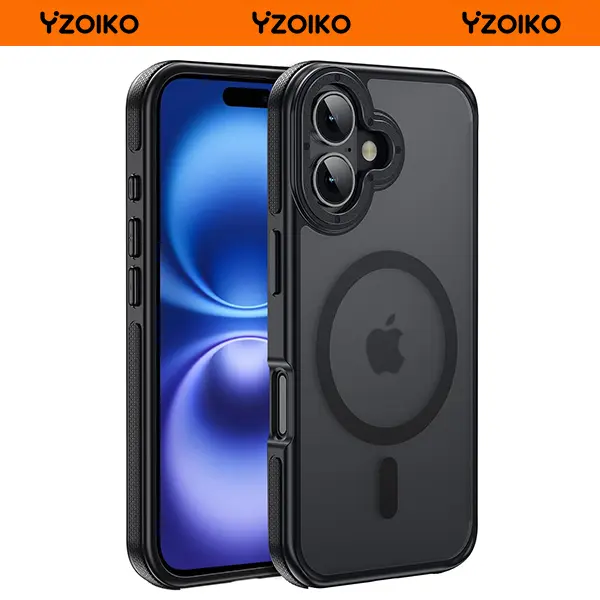 YZOIKO Durable MagSafe-Strong Magnetic Cover for iPhone 16 6.1in Cellphone - 10ft Drop Test Military-Grade Shockproof, 4-Ply TPU Cushions Impact Energy, Slim Black Bumper Wireless Casing Accessory