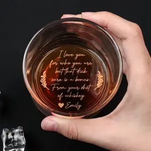 I Love You For Who You Are But That D*ck Sure Is A Bonus High quality laser engraved whiskey glasses, Personalize your handwriting Gifts for couples, Home Decor & Gifts, Funny gift for men and women, Drinkware, Halloween