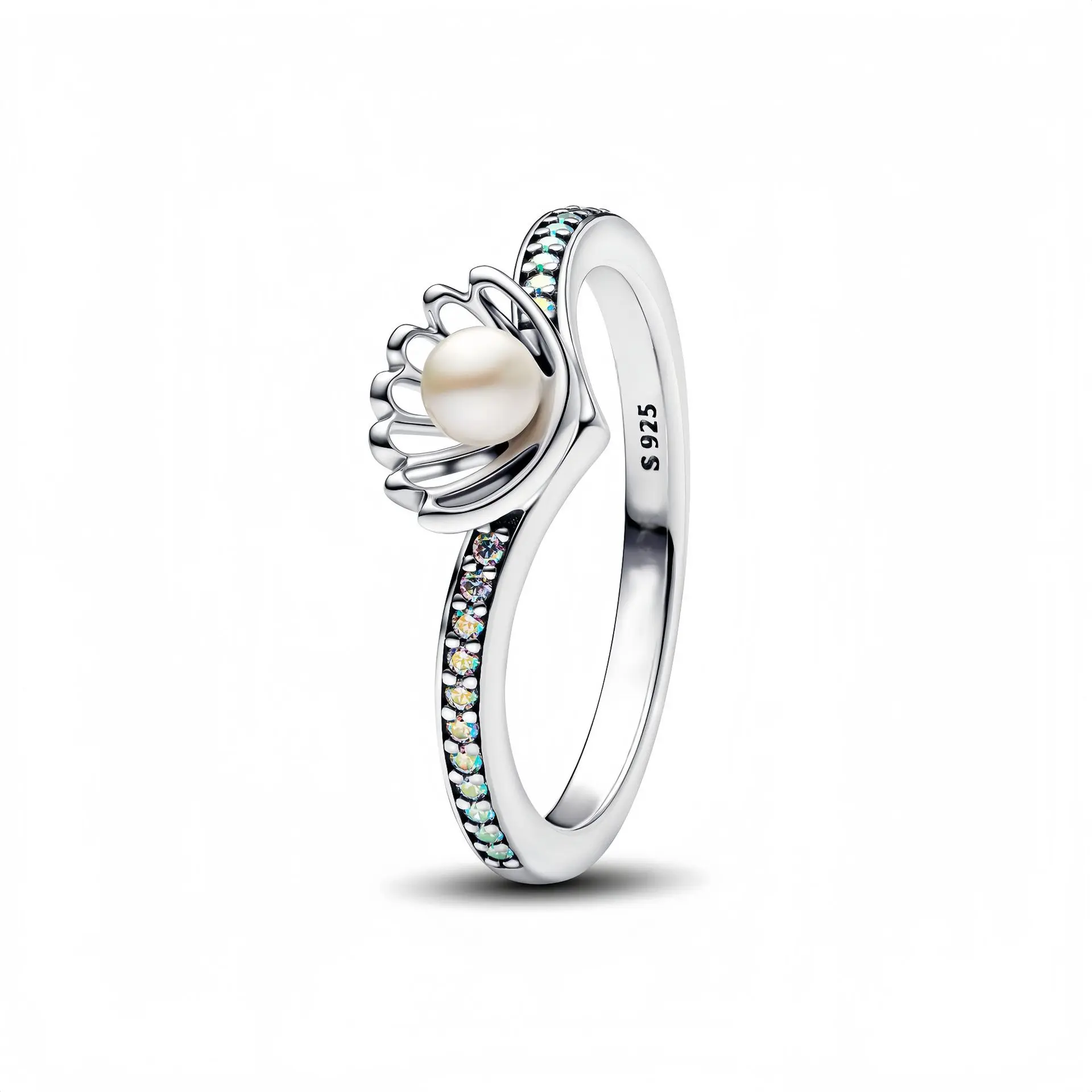 S925 Sterling Silver Princess Tiana Tiara Ring,Fit For Charm Necklace,Anniversary Gift ,Gifts For Her