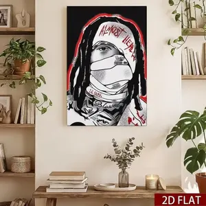 Lil Durk Black & White Portrait Poster Red Accent Rapper Canvas Print Hip Hop Wall Art Bedroom Living Room Office Decor