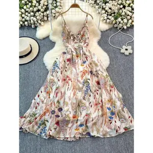 Women's Floral Print Sleeveless Cami Dress, Boho Fashion Casual A Line Dress for Beach Holiday Vacation, Ladies Dress for Summer, Boho Clothes, Holiday Dresses, Womenswear