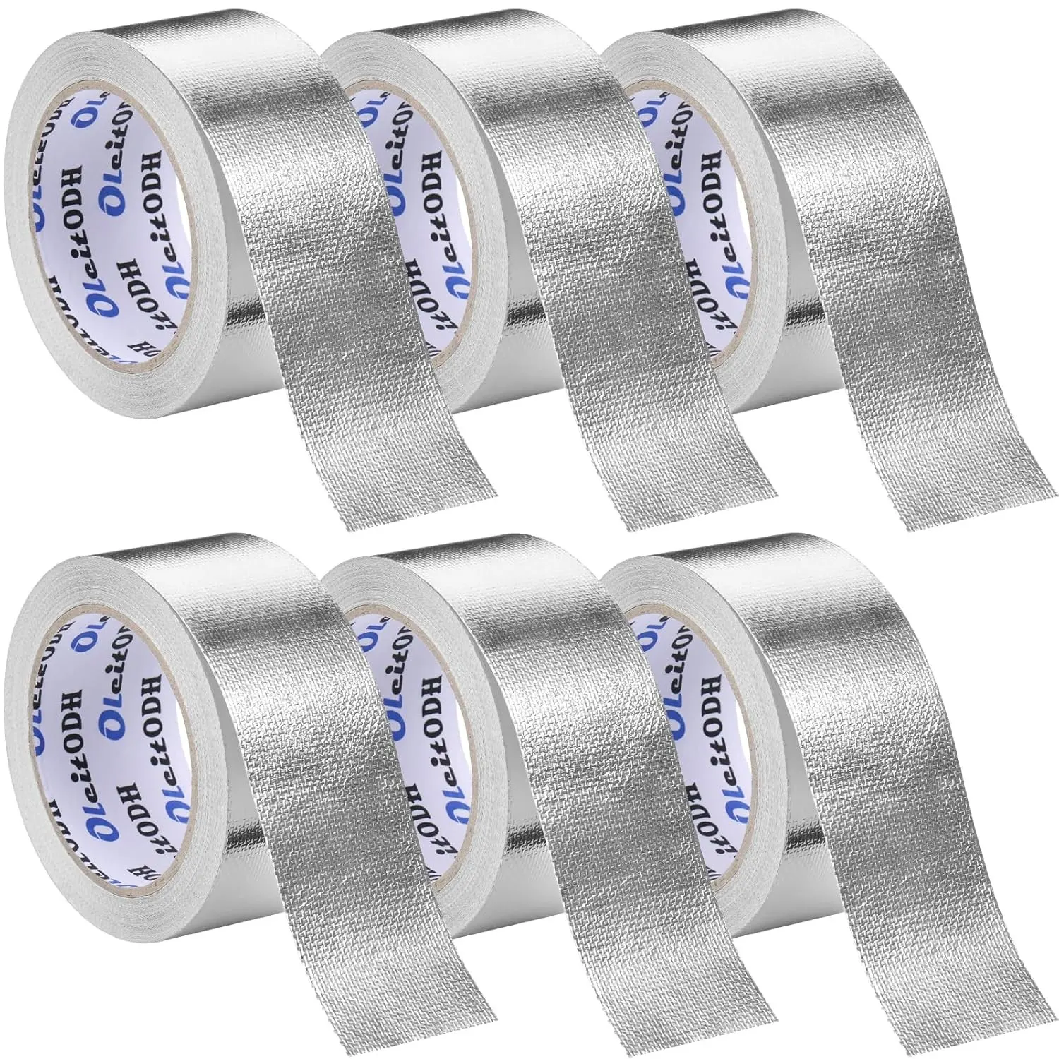 6Pack Adhesive Aluminum Foil Fiberglass Heat Shield Tape 2in x 66ft Silver Self-Adhesive Reflective Thick Heat Resistant Tape for HVAC Ducts Furnace Dryer Vent Auto Engine Insulation Repair