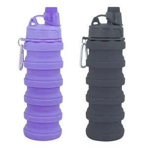 Collapsible Water Bottles Travel Bottle Sports Portable Sport Reusable Comes With Mountaineering Buckle 500ml Silicone Water-proof Camping