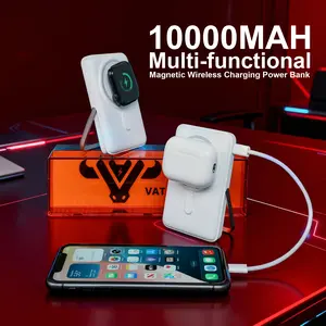 10000mAh Multi-functional Magnetic Wireless Charging Power Bank 15W 20W Type-C Fast Charger 3W Wireless for Smartwatch Earbuds
