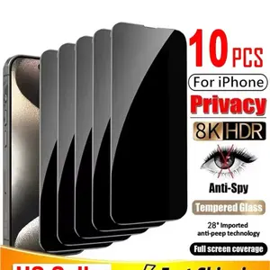 Privacy Tempered Glass Screen Protector Anti-blue Light Filter 9H Hardness Scratch-resistant Full Coverage for iPhone Devices 8K HDR Anti-Spy Technology