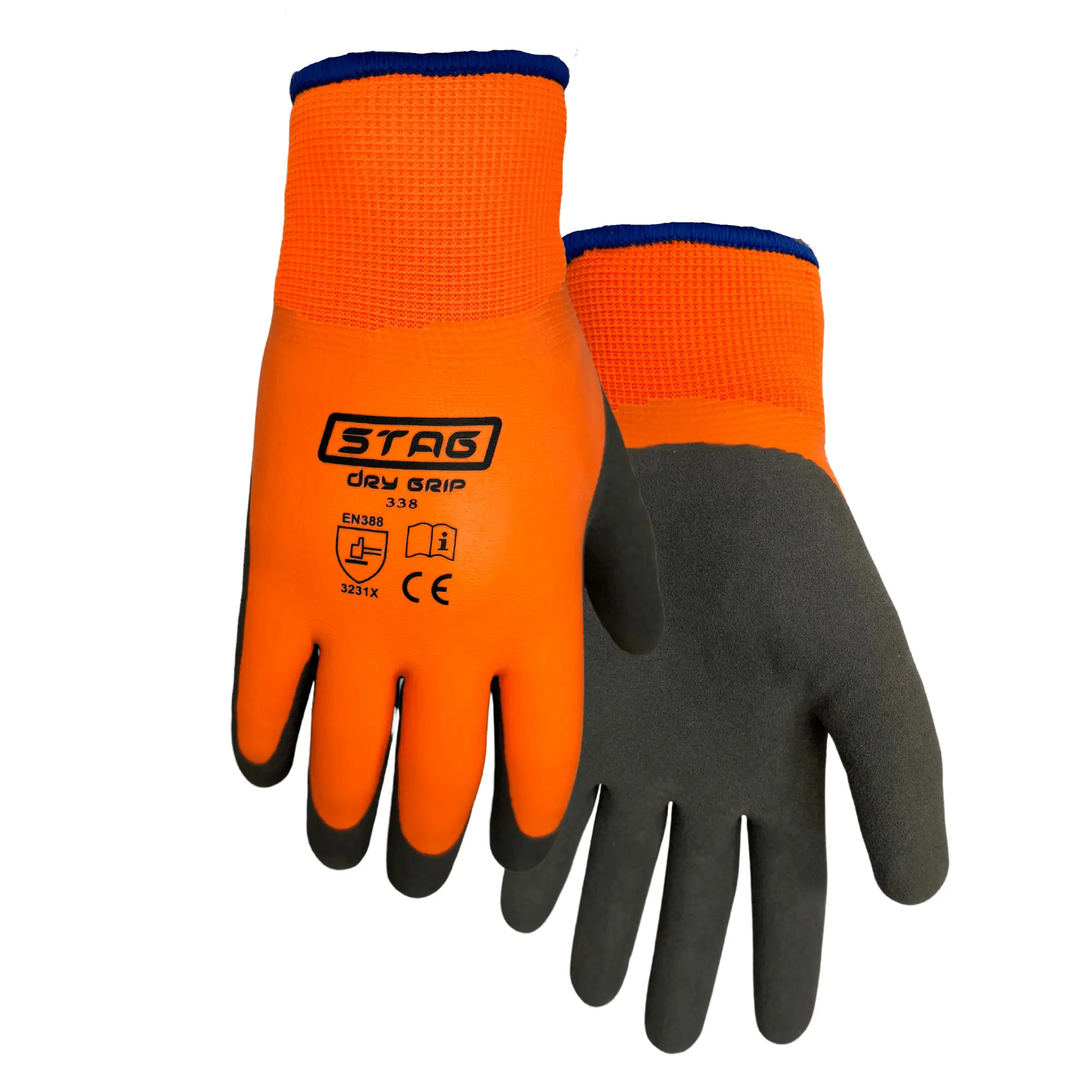 Waterproof Double-Latex Work Gloves 338 (2 Pair Bulk Pack) - Warmth + Grip for Landscaping, Agriculture Work Safety Equipment