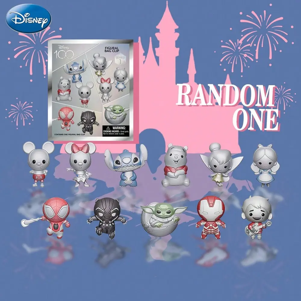 1PC Disney Officially Licensed 100th Anniversary Limited Edition Keychain Blind Bag Bag Car Phone Charm Stitch Spider-Man Winnie The Pooh Random One Party Favors Cute Keychain