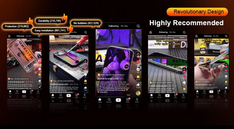 One Fish 360° Privacy Screen Protector 2 Pack for iPhone Full Coverage Anti-Spy Electroplated Fingerprint-Proof 4 Sides Protection