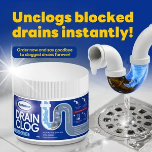 Powerful Pipe Dredging Agent Household cleaner, essential cleaner for kitchen sinks，Drain Clog Remover Agent, Powerful Quick Cleaning Drain Toilet Cleaner Tool,for Kitchen Bathroom Toilet 3 Pcs Anti Clogging Deodorizing Degreaser Deodorizer. Cloggeddrain