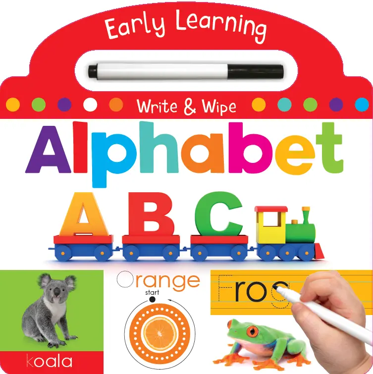 16-Page Laminated Wipe-Clean English Alphabet Learning Chart Book, Preschool Visual Learning Tools, Children's Literature & Art Classroom Supplies with Engaging Illustrations