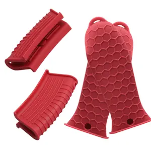 4 pcs Heat Resistant Silicone Pot Handle Cover Non-Slip Pot Handle Covers Pot Sleeve for Cast Iron Skillets for Frying Pans, Casserole, Cookware