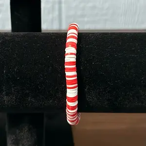 Female Red and White Clay Beaded Fashionable Bracelet, Fashion Jewelry Accessory