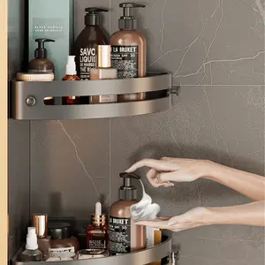 2 high-quality plastic storage racks, perfect for storing cosmetics and shower gels, also serve as versatile wall-mounted organizers for the kitchen, requiring no drilling for installation. Shelves, corner storage racks, bathroom racks