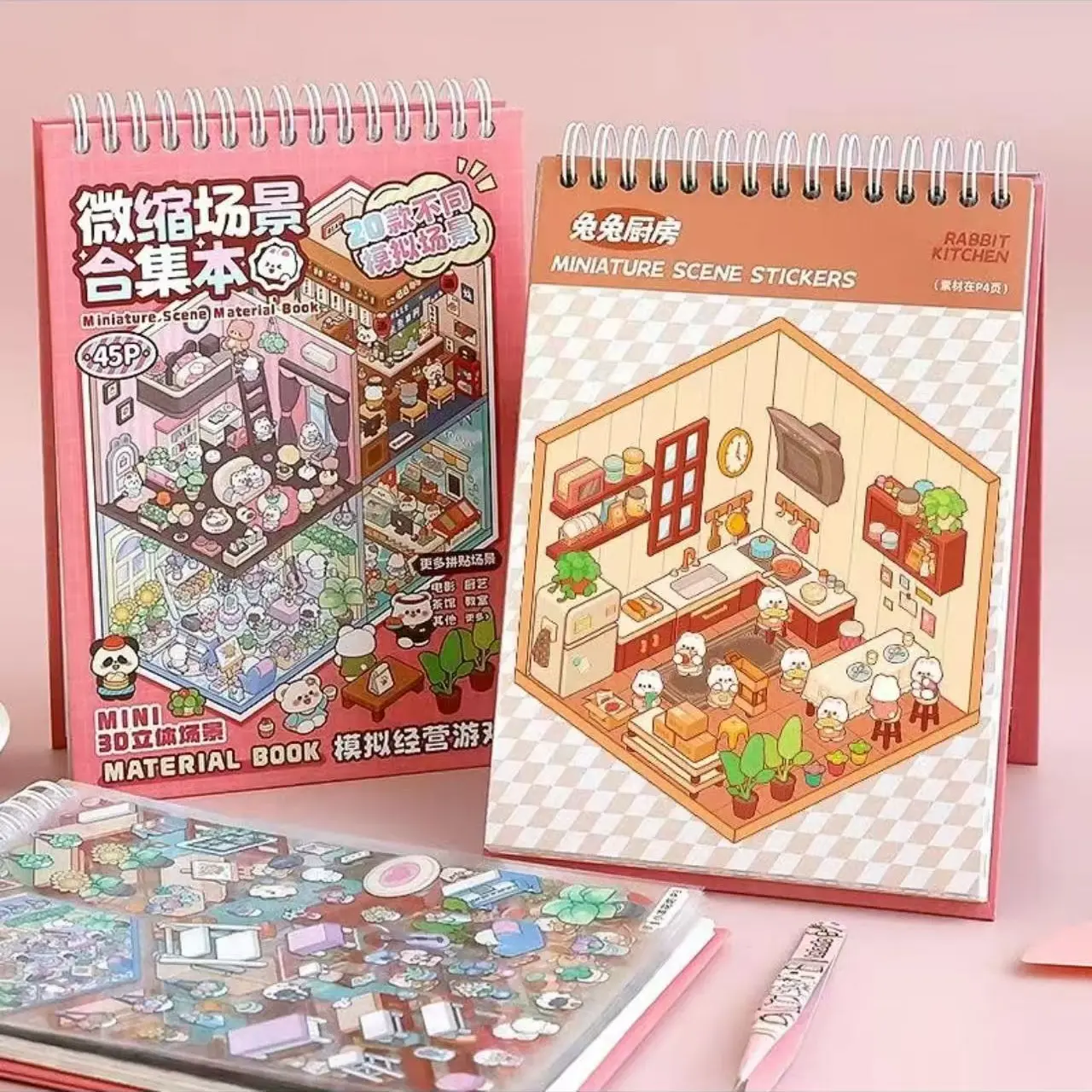 [Black Friday]3D Landscape Sticker Mini Scene DIY Planner Gift Box: Contains 20 scene cards, 25 animated stickers and special tweezers. Suitable for magazine collage, gift wrapping and creative handicrafts