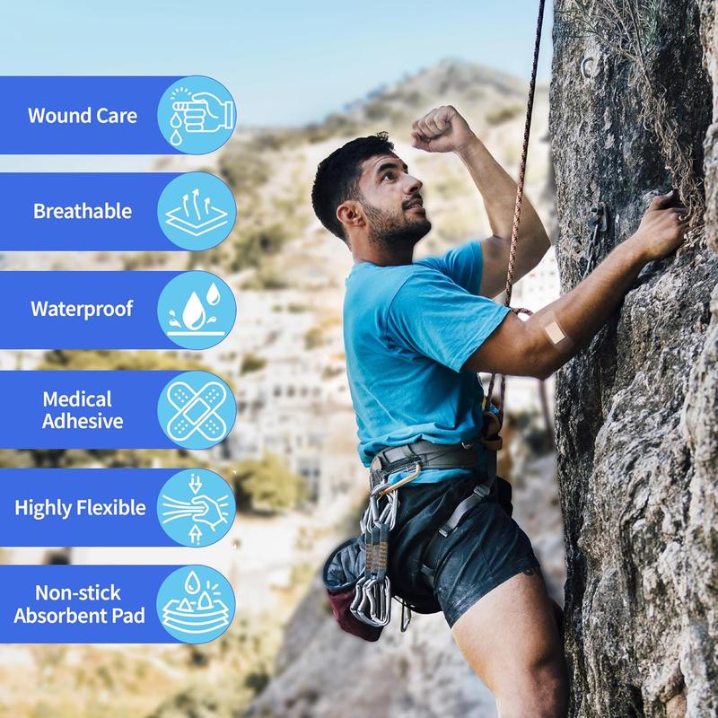 Ourmed Waterproof Bandages, Clear Adhesive Bandages for First-Aid, Wound Care, Fingers, Knees and Heels, Stays on Skin in The Bath, Shower or Pool, Assorted Sizes, 100 Count