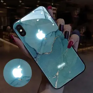 Light Up Phone Case Aqua Blue Marble Aesthetic