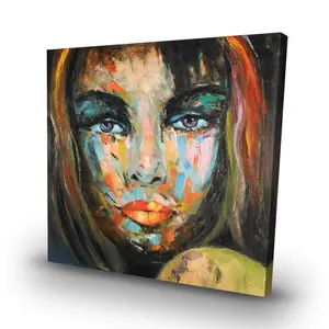 212 MAIN Colorful Woman Portrait Artwork Poster Print - 32x32 in Lightweight Wall Photo with Abstract Face Design, Modern Brown Figurative Home Decor for Room