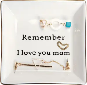 HOME SMILE Ceramic Ring Dish Jewelry Tray-Mom Gifts, Remember I Love You Mom - Birthday, Mother's Day, Christmas Gifts for Mom