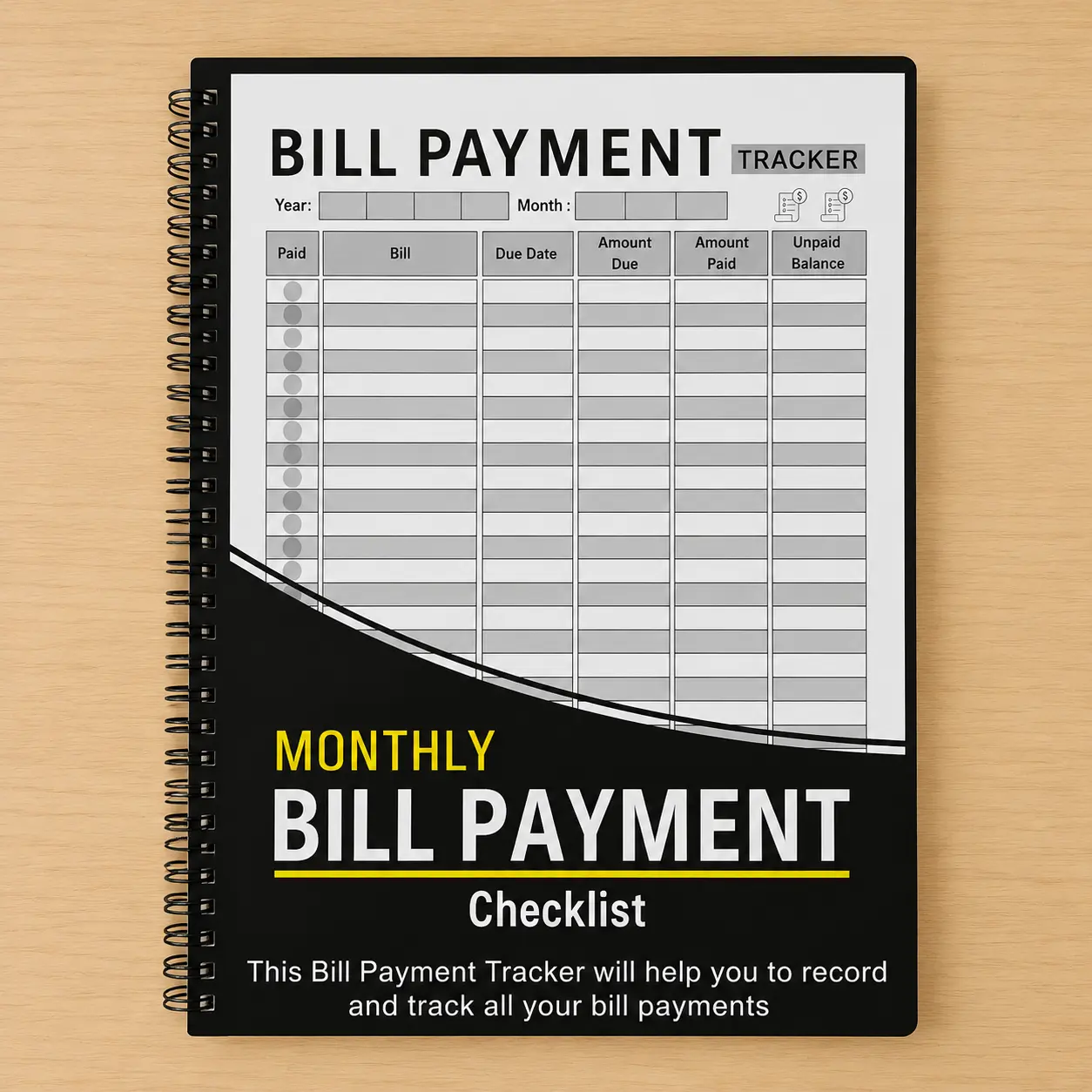 Financial Bill Planner & Organizer Notebook - Budget Planner, Monthly Bill Organizer, 8.5x11 in, 100 Premium Bleed-Proof Pages, Monthly Payment Tracker, Lined Notes Section, Home & Work Use, Financial Future Building Tool, Budget Planner And Monthly Bill