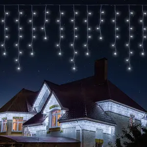 360L LED Icicle Lights,Connectable Cool White Window Curtain Lights,8 Modes with 30V Plug in for Wedding, Party, Bedroom, Home, Garden, Outdoor, Indoor Wall,Christmas Decorations,