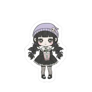 BLAZED Goth Kawaii Girl Kiss-Cut Sticker, Adhesive Decorative Permanent Transparent Stickers for DIY Scrapbooking & Stamping, Adhesive Stickers Stickers, Decorative Sticker Stickers