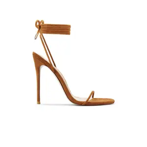 FEMME LA Barely There Suede Lace Up Heel in Tobacco