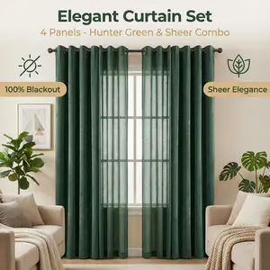 Cozy Curtain 4 Panels 52x95inch 2 panels are made of blackout fabric with a composite process, providing complete blackout effect. They are of high quality. The other 2 panels are mesh wide-mouth curtains in a loop style. L69 + L12