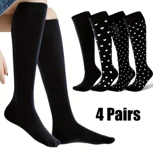 4 Pairs Women Pressure Calf Socks Bamboo Compression Socks (M Size) Beauty & Personal Care Comfortable Fit woman sock
