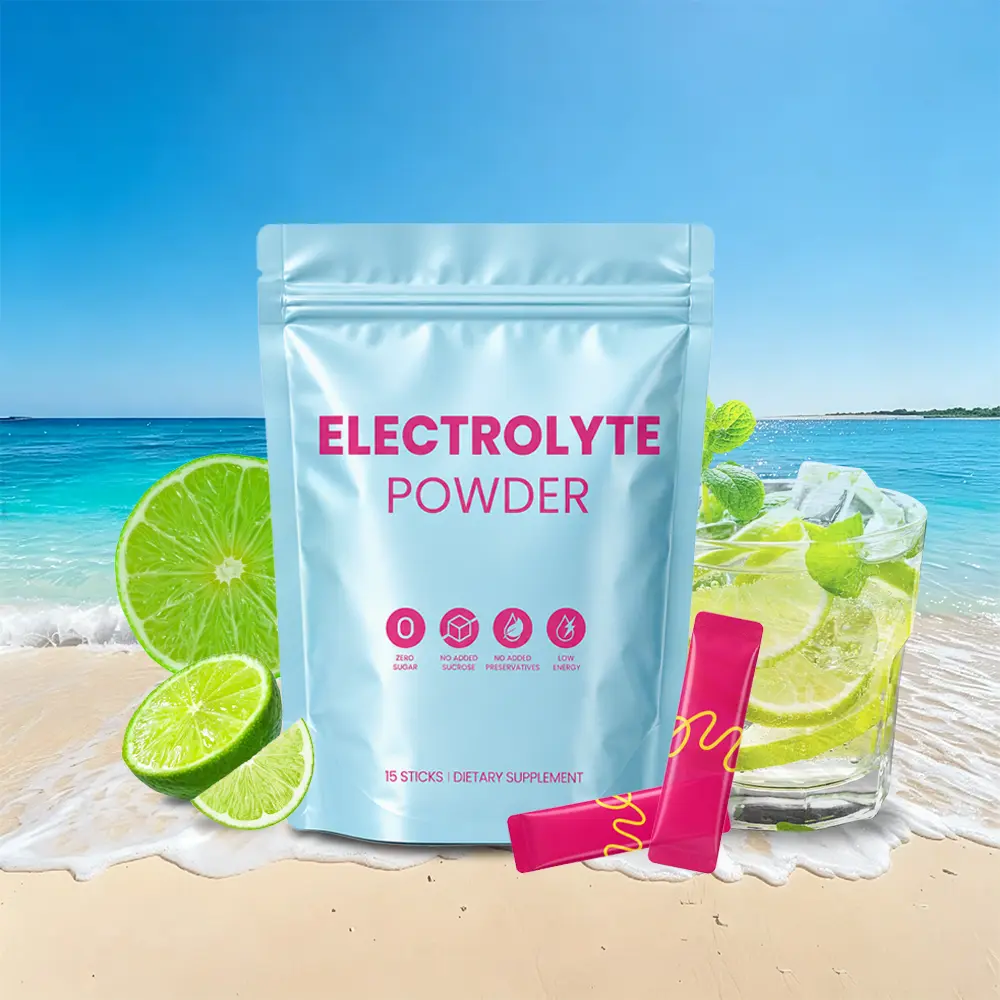 Electrolyte Powder Supplement , Lime Sea Salt Flavor, Sugar Free, 15 Individual Sticks, 6 Key Electrolytes & Minerals, Non-GMO, Keto Friendly